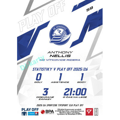 2025/26 Sportzoo ELH Play Off #59 Anthony Nellis Play Off