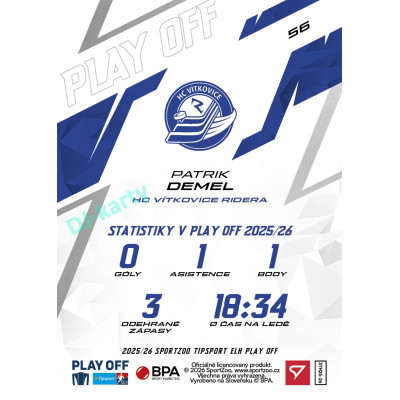2025/26 Sportzoo ELH Play Off #56 Patrik Demel Play Off