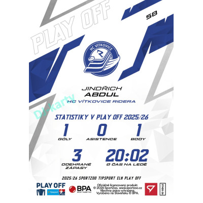 2025/26 Sportzoo ELH Play Off #58 Jindřich Abdul Play Off