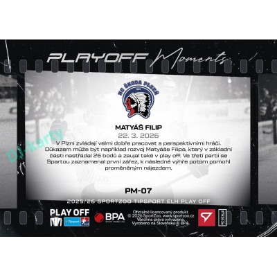 2025/26 Sportzoo ELH Play Off #PM-07 Matyáš Filip Play Off Moments