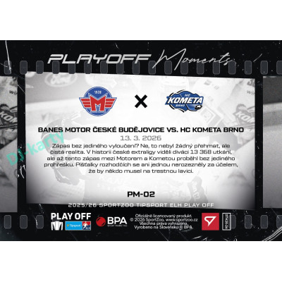 2025/26 Sportzoo ELH Play Off #PM-02 Banes Motor České Budějovice vs. HC Kometa Brno Play Off Moments