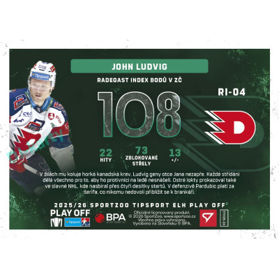 2025/26 Sportzoo ELH Play Off #RI-04 John Ludvig Radegast Index