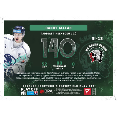 2025/26 Sportzoo ELH Play Off #RI-13 Daniel Malák Radegast Index