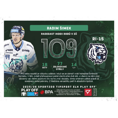 2025/26 Sportzoo ELH Play Off #RI-15 Radim Šimek Radegast Index