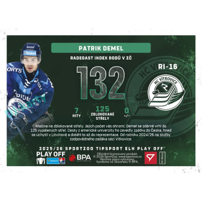 2025/26 Sportzoo ELH Play Off #RI-16 Patrik Demel Radegast Index