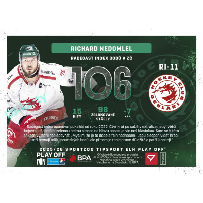 2025/26 Sportzoo ELH Play Off #RI-11 Richard Nedomlel Radegast Index