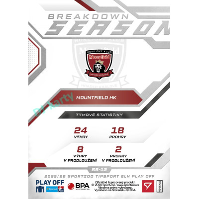 2025/26 Sportzoo ELH Play Off #SB-12 Connor Bunnaman Season Breakdown