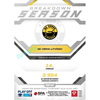 2025/26 Sportzoo ELH Play Off #SB-26 Pavel Čajan Season Breakdown