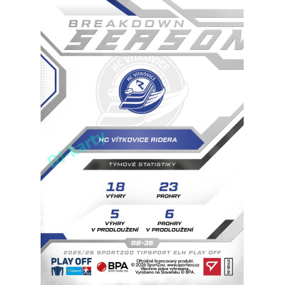 2025/26 Sportzoo ELH Play Off #SB-36 Chad Yetman Season Breakdown