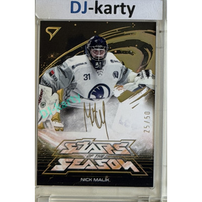2025/26 Sportzoo ELH Play Off #SS-28 Nick Malík Stars of the Season Golden Script 25/50