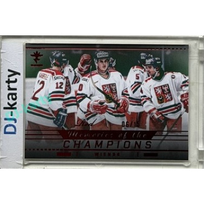 2025/26 Real Cards serie 1 Collectors Edition #MCH-40 Tomáš Kaberle / Martin Procházka / Otakar Vejvoda Memories of the Champions Wien 96 Red xx/15
