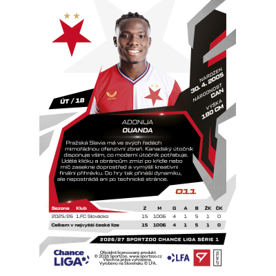 2026/27 Sportzoo Chance Liga 1. série #011 ADONIJA OUANDA