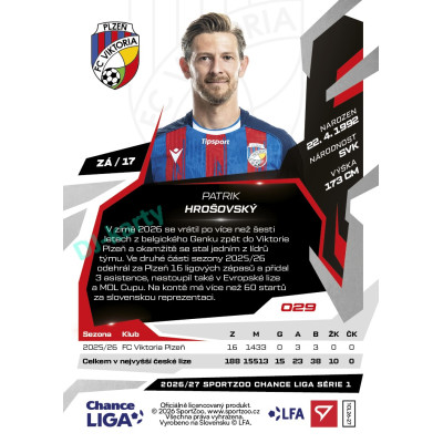 2026/27 Sportzoo Chance Liga 1. série #029 PATRIK HROŠOVSKÝ