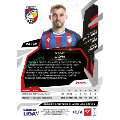 2026/27 Sportzoo Chance Liga 1. série #030 TOMÁŠ LADRA