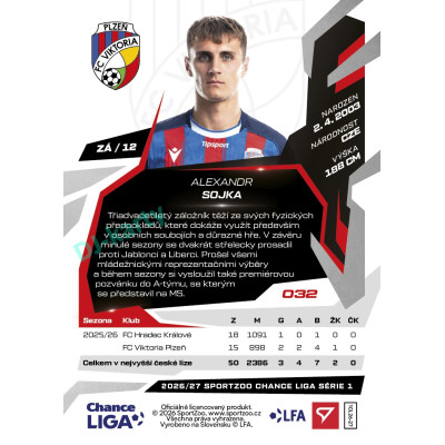 2026/27 Sportzoo Chance Liga 1. série #032 ALEXANDR SOJKA