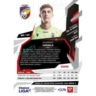 2026/27 Sportzoo Chance Liga 1. série #025 FLORIAN WIEGELE