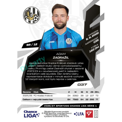 2026/27 Sportzoo Chance Liga 1. série #037 ADAM ZADRAŽIL