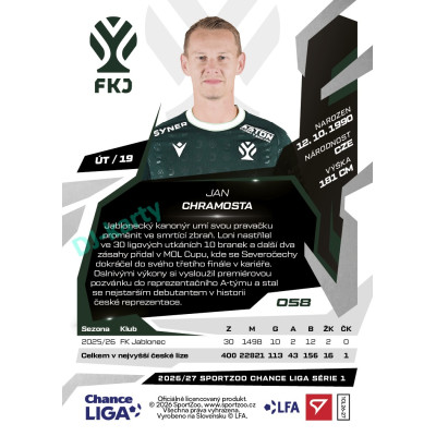 2026/27 Sportzoo Chance Liga 1. série #058 JAN CHRAMOSTA
