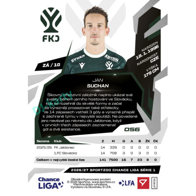 2026/27 Sportzoo Chance Liga 1. série #056 JAN SUCHAN