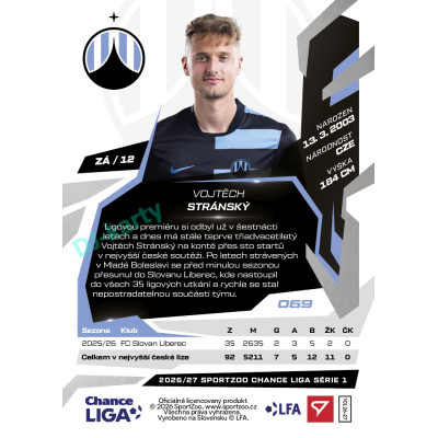 2026/27 Sportzoo Chance Liga 1. série #069 VOJTĚCH STRÁNSKÝ
