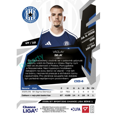 2026/27 Sportzoo Chance Liga 1. série #084 VÁCLAV SEJK