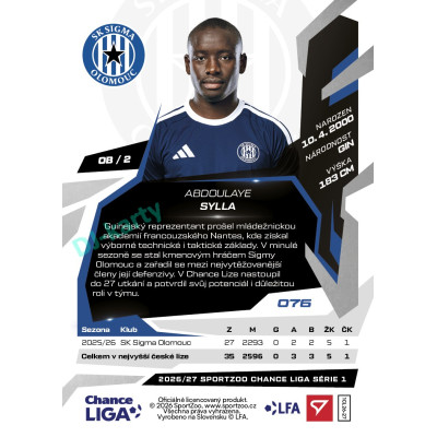 2026/27 Sportzoo Chance Liga 1. série #076 ABDOULAYE SYLLA