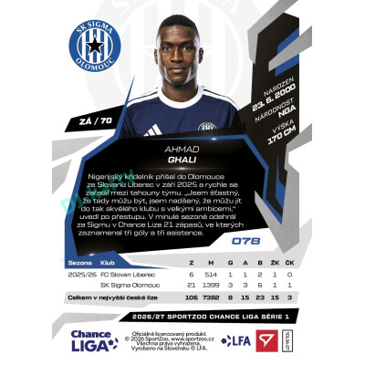 2026/27 Sportzoo Chance Liga 1. série #078 AHMAD GHALI