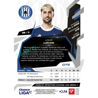 2026/27 Sportzoo Chance Liga 1. série #075 LOUIS LURVINK