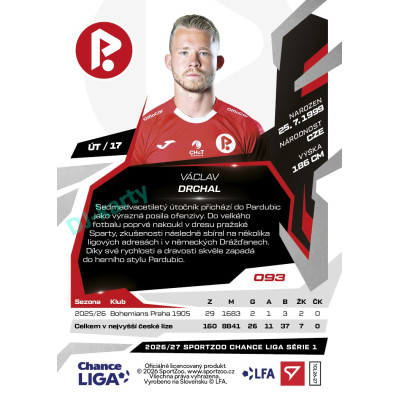 2026/27 Sportzoo Chance Liga 1. série #093 VÁCLAV DRCHAL