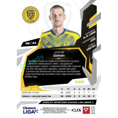 2026/27 Sportzoo Chance Liga 1. série #120 JAKUB ČERNÍN