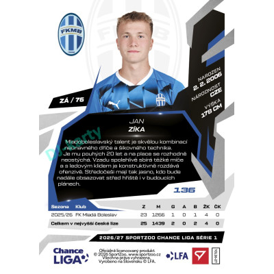 2026/27 Sportzoo Chance Liga 1. série #136 JAN ZÍKA