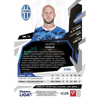 2026/27 Sportzoo Chance Liga 1. série #131 MARTIN KRÁLIK