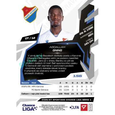 2026/27 Sportzoo Chance Liga 1. série #156 ABDALLAH GNING