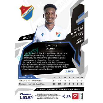 2026/27 Sportzoo Chance Liga 1. série #153 DANTAYE GILBERT