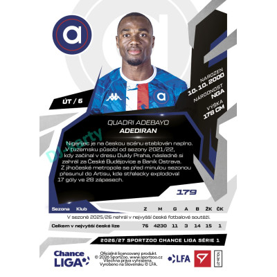 2026/27 Sportzoo Chance Liga 1. série #179 QUADRI ADEBAYO ADEDIRAN