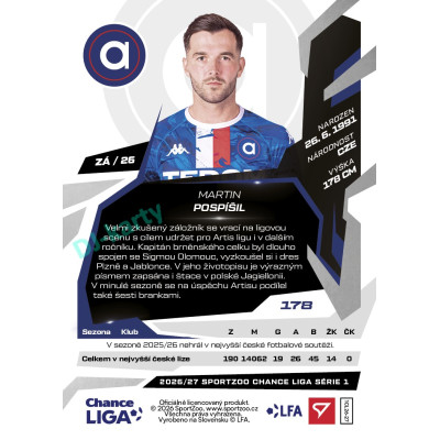 2026/27 Sportzoo Chance Liga 1. série #178 MARTIN POSPÍŠIL
