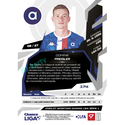 2026/27 Sportzoo Chance Liga 1. série #174 DOMINIK PREISLER