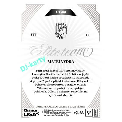 2026/27 Sportzoo Chance Liga 1. série #ET-09 MATĚJ VYDRA Elite Team