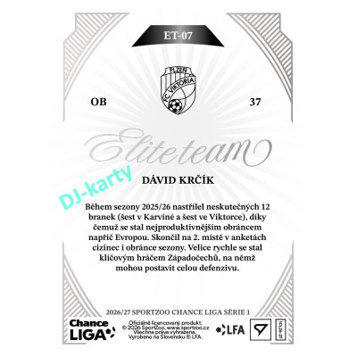 2026/27 Sportzoo Chance Liga 1. série #ET-07 DÁVID KRČÍK Elite Team