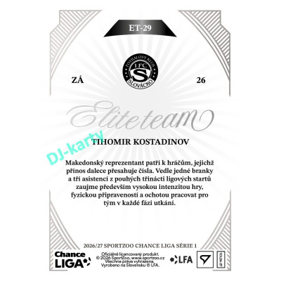 2026/27 Sportzoo Chance Liga 1. série #ET-29 TIHOMIR KOSTADINOV Elite Team