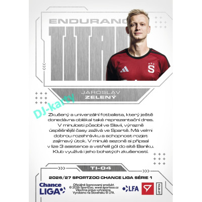 2026/27 Sportzoo Chance Liga 1. série #TI-04 JAROSLAV ZELENÝ Endurance Titan