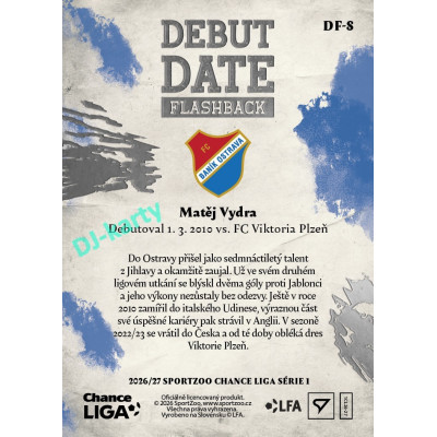 2026/27 Sportzoo Chance Liga 1. série #DF-8 MATĚJ VYDRA Debut Date Flashback