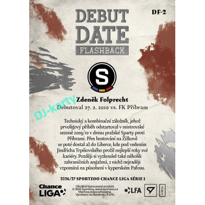 2026/27 Sportzoo Chance Liga 1. série #DF-2 ZDENĚK FOLPRECHT Debut Date Flashback