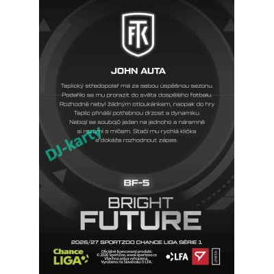 2026/27 Sportzoo Chance Liga 1. série #BF-5 JOHN AUTA Bright Future
