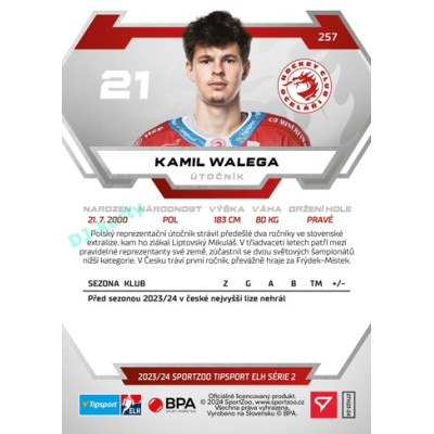 2023/24 Sportzoo ELH 2. serie #257 Kamil Walega