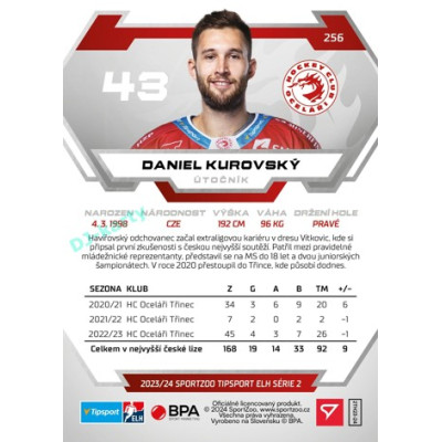 2023/24 Sportzoo ELH 2. serie #256 Daniel Kurovský