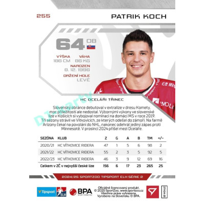 2024/25 Sportzoo ELH 2. serie #255 Patrik Koch
