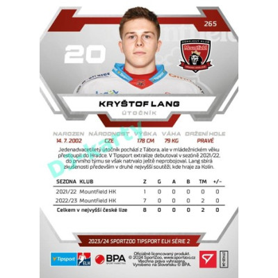 2023/24 Sportzoo ELH 2. serie #265 Kryštof Lang