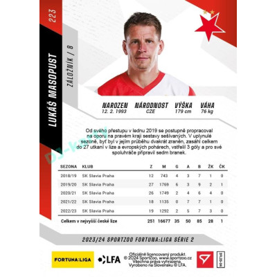 2023/24 Sportzoo Fortuna Liga 2. série #223 Lukáš Masopust