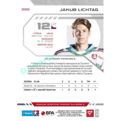 2024/25 Sportzoo ELH 2. serie #265 Jakub Lichtag